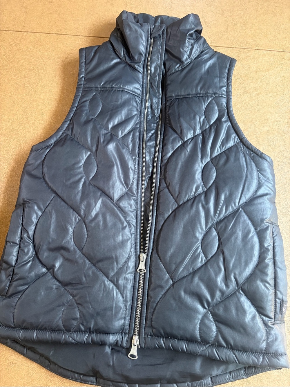 Vans Black Quilted Puffer Vest with High Collar